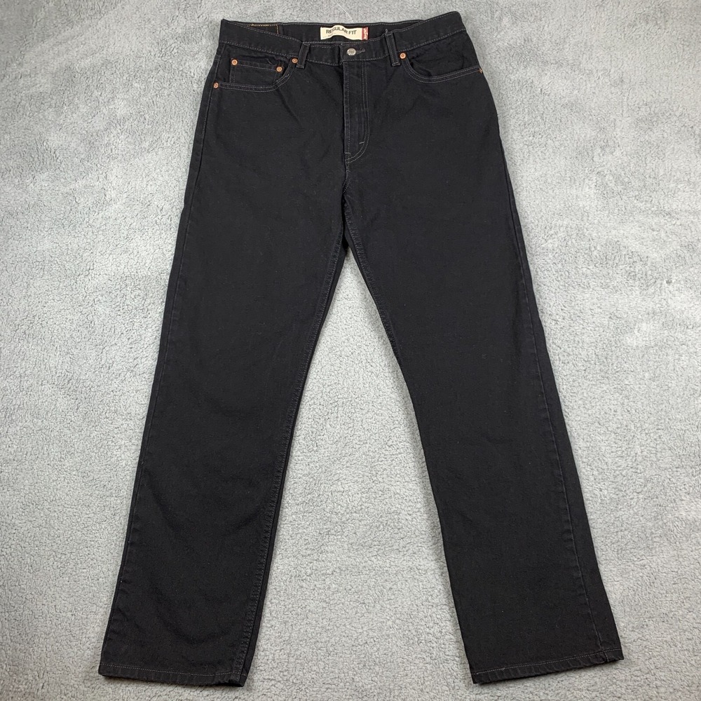Levis 505 Vintage Jeans Mens 36x32 (Fits 34x31) Black Regular Fit Straight‎ Leg